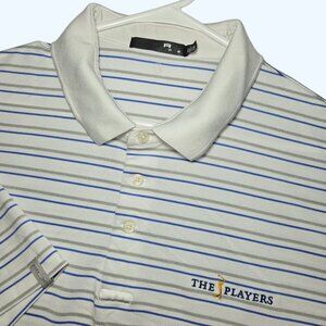 Ralph Lauren RLX The Players Golf Polo Shirt Men’s XXL White Gray Blue Striped